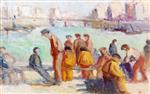 Maximilien Luce  - Bilder Gemälde - Le Tréport, Fishermen on the Quay