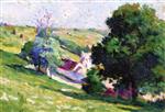 Maximilien Luce  - Bilder Gemälde - Moulineaux, le Bouque de l'Arbres à l'Entrée du Village