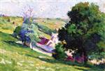 Maximilien Luce  - Bilder Gemälde - Moulineaux, le Bouque de l'Arbres à l'Entrée du Village