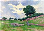Maximilien Luce  - Bilder Gemälde - Méréville, a Flock of Sheep