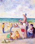 Maximilien Luce  - Bilder Gemälde - On the Beach in Normandy