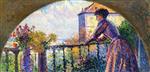 Maximilien Luce  - Bilder Gemälde - Paris, Rue Cortot, Madame Luce on the Balcony