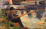 Maximilien Luce  - Bilder Gemälde - Parizelle Fishing below Meudon