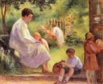 Maximilien Luce  - Bilder Gemälde - Rolleboise, Woman and Child in the Garden