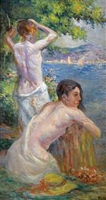 Maximilien Luce  - Bilder Gemälde - Saint Tropez, Two Woman by the Gulf