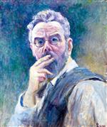 Maximilien Luce  - Bilder Gemälde - Self Portrait with a Cigarette