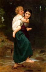 William Bouguereau  - Bilder Gemälde - le passage du gue