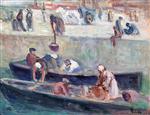 Maximilien Luce  - Bilder Gemälde - The Seine, Laundresses