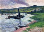 Maximilien Luce  - Bilder Gemälde - Tugboats on the Seine