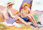 Maximilien Luce  - Bilder Gemälde - Two Children on the Beach