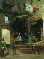 Konstantin Egorovich Makovsky - Bilder Gemälde - A Cairene Courtyard