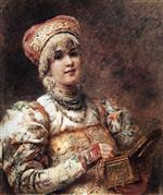 Konstantin Egorovich Makovsky - Bilder Gemälde - A Young Boyarina-10