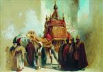 Konstantin Egorovich Makovsky  - Bilder Gemälde - Carrying the Holy Carpet in Cairo-3