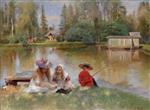 Konstantin Egorovich Makovsky  - Bilder Gemälde - Children by the Lake