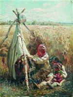 Konstantin Egorovich Makovsky  - Bilder Gemälde - Children in the Field