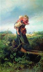 Konstantin Egorovich Makovsky  - Bilder Gemälde - Children Running from a Thunderstorm