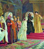 Konstantin Egorovich Makovsky  - Bilder Gemälde - Czar Alexei Mikhailovich Choosing the Bride