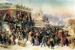 Konstantin Egorovich Makovsky  - Bilder Gemälde - Fair Booths on Admiralty Square, St. Petersburg