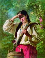 Konstantin Egorovich Makovsky  - Bilder Gemälde - Girl with a Rocker