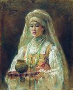 Konstantin Egorovich Makovsky  - Bilder Gemälde - Girl with a Tray-2