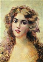 Konstantin Egorovich Makovsky  - Bilder Gemälde - Head of a Girl-3