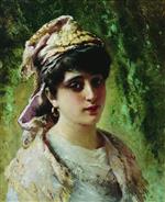 Konstantin Egorovich Makovsky  - Bilder Gemälde - Head of a Woman