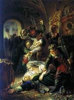 Konstantin Egorovich Makovsky  - Bilder Gemälde - Hired Assassins Killing Tzar Boris Fyodorevich Godunov's Son