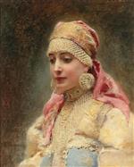Konstantin Egorovich Makovsky  - Bilder Gemälde - Portrait of a Boyarina