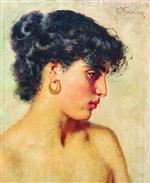 Konstantin Egorovich Makovsky  - Bilder Gemälde - Portrait of a Dark-Haired Beauty