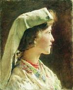 Konstantin Egorovich Makovsky  - Bilder Gemälde - Portrait of a Girl in Profile