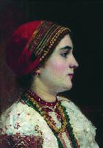 Konstantin Egorovich Makovsky  - Bilder Gemälde - Portrait of a Girl in the Ukrainian Costume