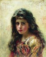 Konstantin Egorovich Makovsky  - Bilder Gemälde - Portrait of a Girl-5