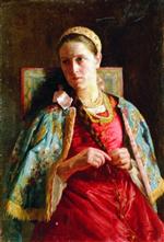 Konstantin Egorovich Makovsky  - Bilder Gemälde - Portrait of a Woman in the Russian Costume