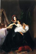Konstantin Egorovich Makovsky  - Bilder Gemälde - Portrait of Countess Rzhevusskaya with Her Daughter
