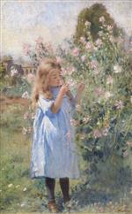 Konstantin Egorovich Makovsky  - Bilder Gemälde - Portrait of the Artist's Daughter Olga in the Garden