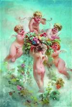 Konstantin Egorovich Makovsky  - Bilder Gemälde - Putti with Flowers