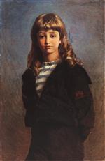 Konstantin Egorovich Makovsky  - Bilder Gemälde - The Artist's Son Sergei in Sailor's Suit