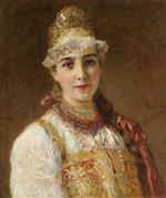 Konstantin Egorovich Makovsky  - Bilder Gemälde - The Young Boyarina