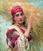 Konstantin Egorovich Makovsky  - Bilder Gemälde - Young Woman with Sheaf
