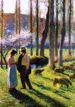 Henri Martin - Bilder Gemälde - A Peasant and Shepherdess