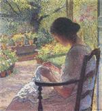 Henri Martin - Bilder Gemälde - A woman sewing