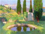 Bild:Bassin dans le parc de Marquayrol avec l'atelier d'Henri Martin