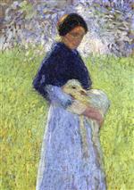 Henri Martin - Bilder Gemälde - Bergère et son agneau