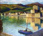 Henri Martin - Bilder Gemälde - Blue Boat in Port Collioure