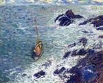 Henri Martin - Bilder Gemälde - Boat near Cliffs