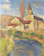Henri Martin - Bilder Gemälde - Church by the River