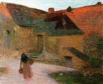 Henri Martin  - Bilder Gemälde - Derniers rayons, une ferme dans le Lot