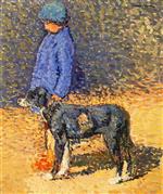 Henri Martin  - Bilder Gemälde - Girl and Dog
