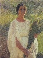 Henri Martin  - Bilder Gemälde - Girl with Flowers