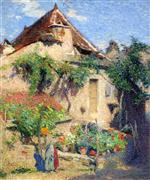 Henri Martin  - Bilder Gemälde - House and Garden at Saint-Cirq-Lapopie